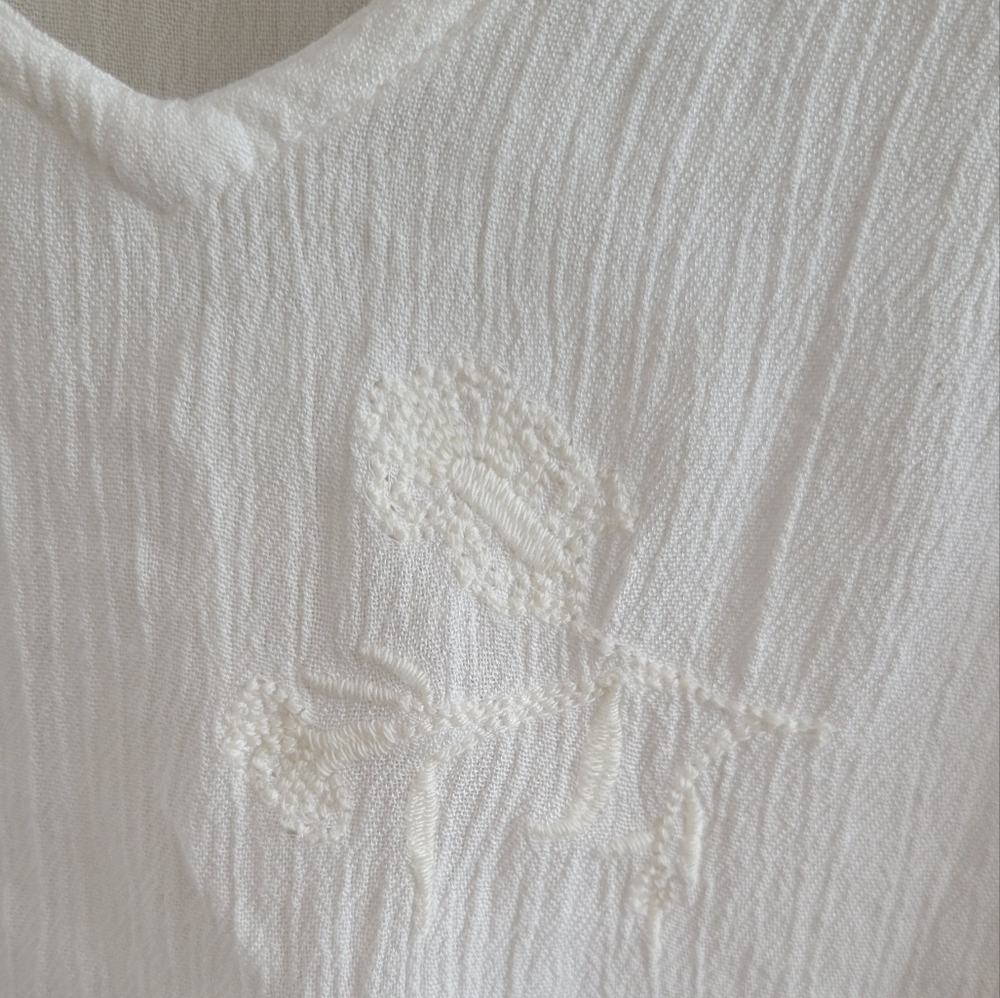 O'neill | Boho Flowy Embriodered  Off White  3/4 Sleeve Blouse - Picture 5 of 5